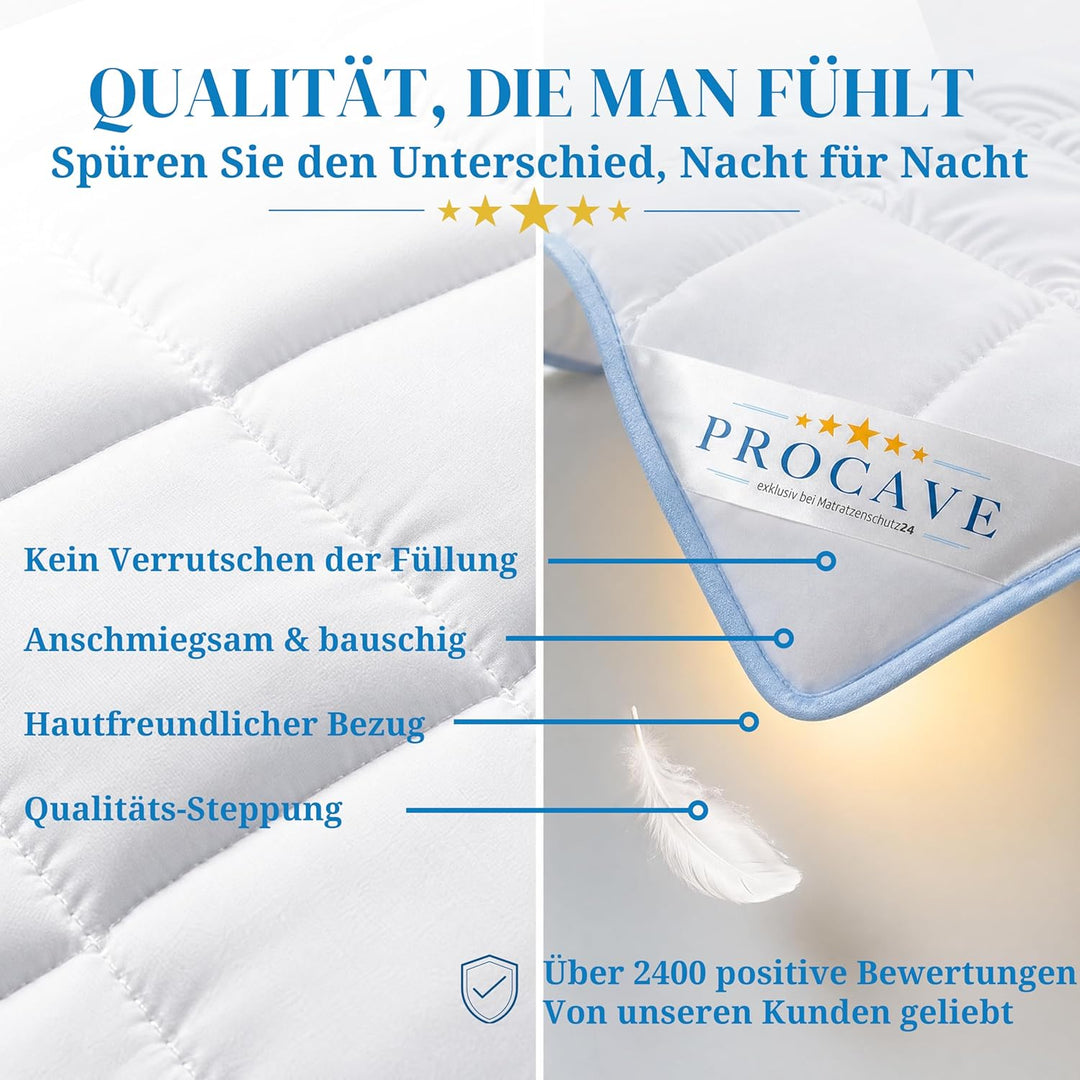 PROCAVE | TopCool Qualitäts-Bettdecke für das ganze Jahr | Entspannt schlafen - absorbiert Körperfeu