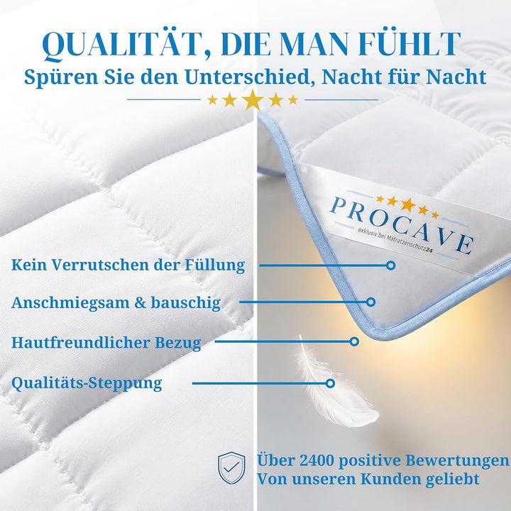 PROCAVE | TopCool Qualitäts-Bettdecke für das ganze Jahr | Entspannt schlafen - absorbiert Körperfeu