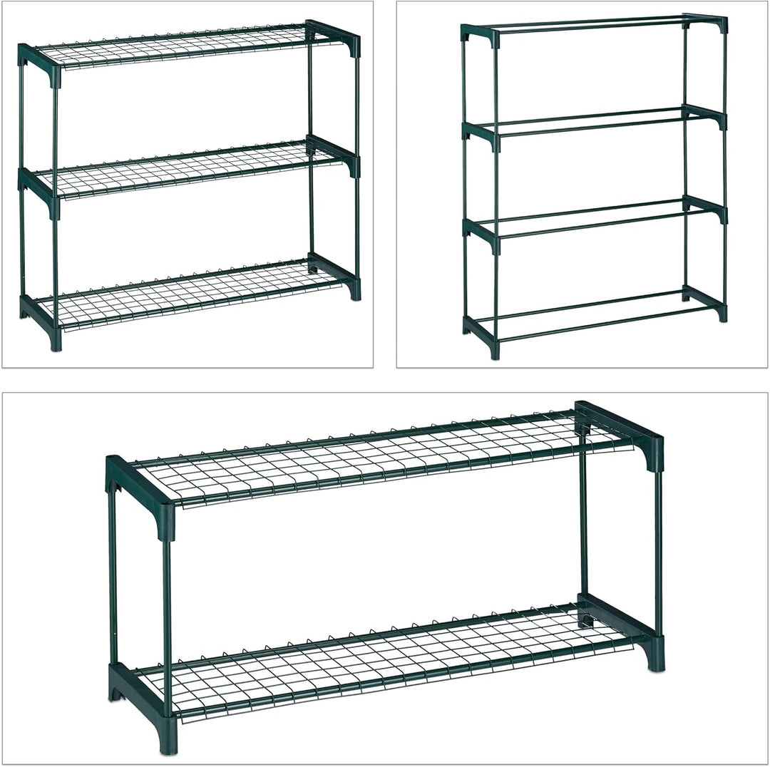 Relaxdays Pflanzenregal, 2er Set, 4 Ablagen, für Blumen- & Pflanzentöpfe, Metall & Kunststoff, HBT 1