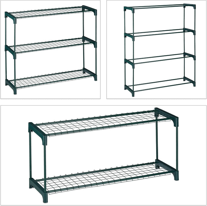Relaxdays Pflanzenregal, 2er Set, 4 Ablagen, für Blumen- & Pflanzentöpfe, Metall & Kunststoff, HBT 1