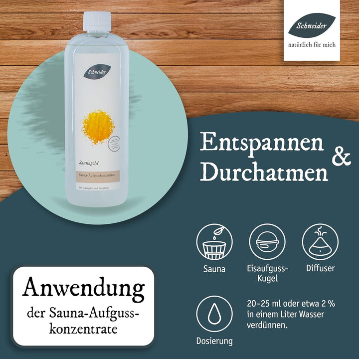 Saunabedarf Schneider - Aufgusskonzentrat, Saunaaufguss Saunagold, Saunagold, 1000ml