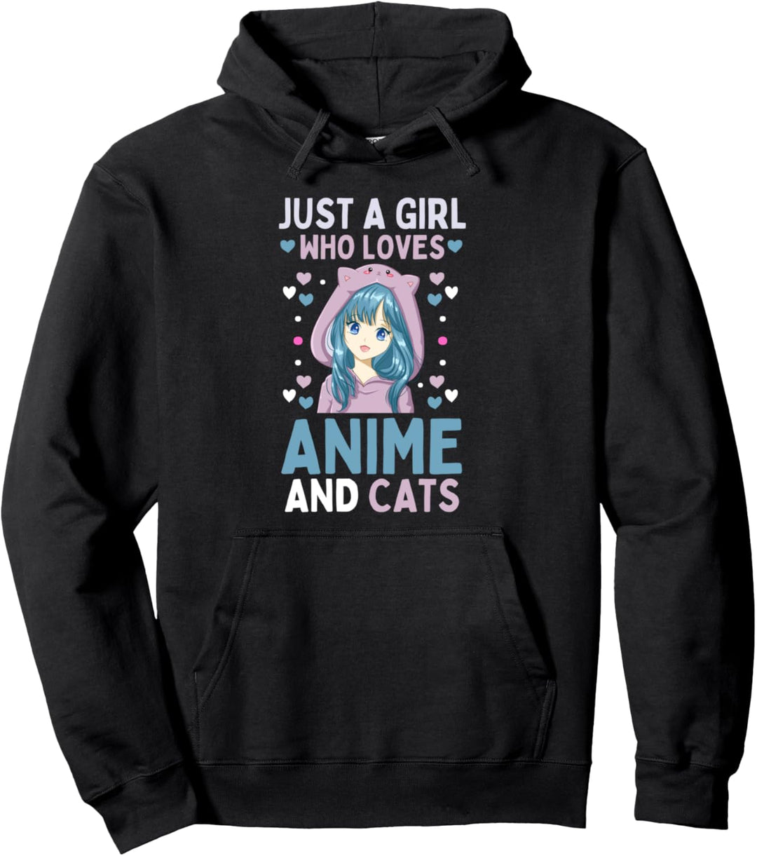 Japan Anime Girl Nur Ein Mädchen Das Anime Und Katzen Liebt Pullover Hoodie