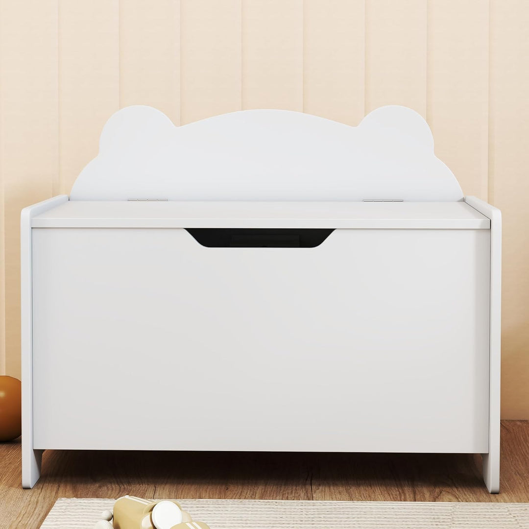 AIYAPLAY Kinderspielzeugtruhe mit Klappdeckel, Kinderaufbewahrungstruhe, Bärenform, Sicherheitsschar