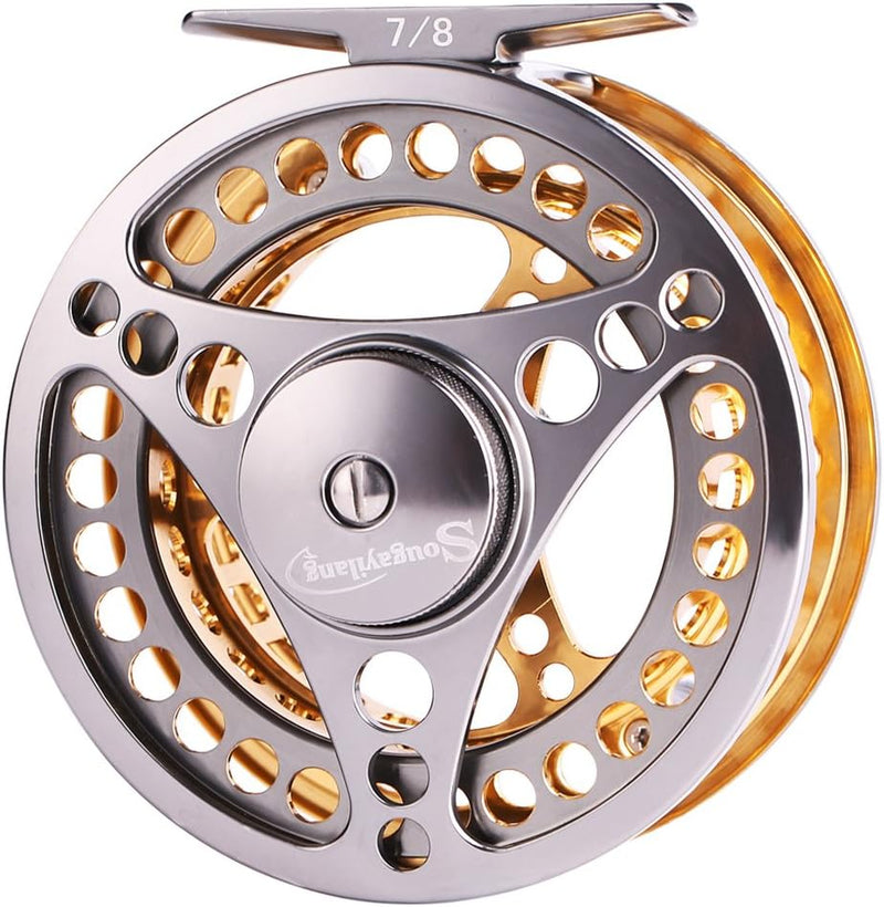 Sougayilang Angelrolle für Fliegenfischen, gross, 2 + 1 BB mit CNC-gefrästem Gehäuse und Spule aus A