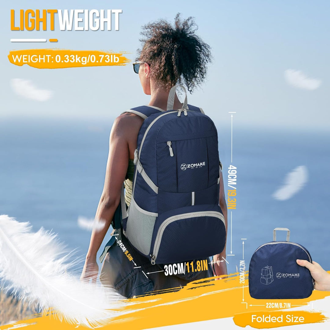 ZOMAKE 35 L Leicht Faltbarer Rucksack Packbare Backpacks, Kleiner Rucksäcke Wanderrucksack Wasserdic