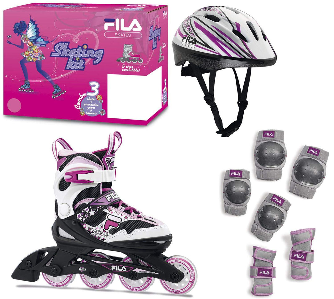 FILA Mädchen J-one Combo Girl 3 Set Inline Skate S (28-32) BK/WT/MAG, S (28-32) BK/WT/MAG