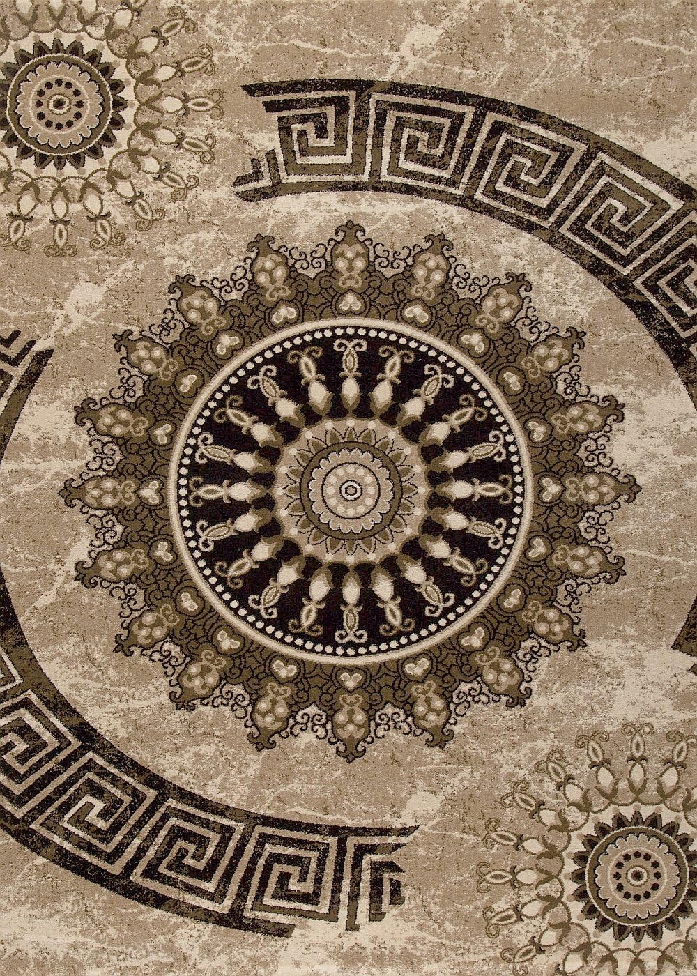 VIMODA Teppich kurzflor Klassisch Orient Design Vintage Mandala Dunkelbraun Braun Beige, für Wohnzim