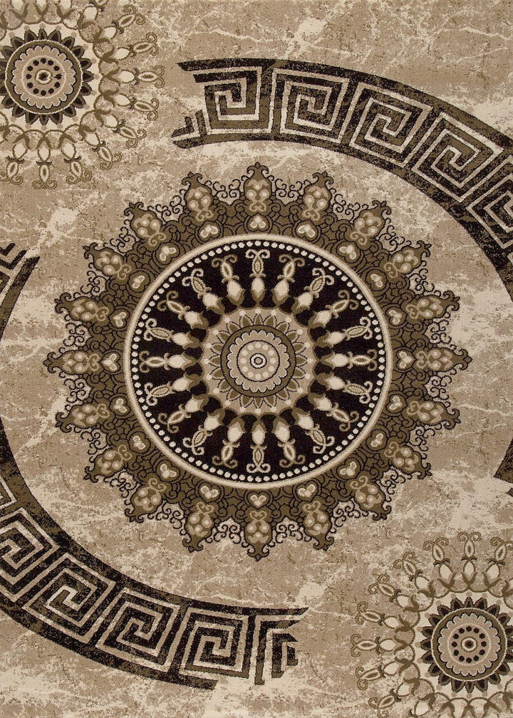 VIMODA Teppich kurzflor Klassisch Orient Design Vintage Mandala Dunkelbraun Braun Beige, für Wohnzim