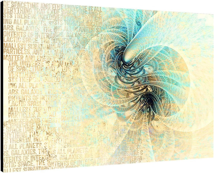 Kunstdruck beige türkis creme Abstrakt417_100x70cm LeinLeinwandbild - Leise Fantasie fertig auf Keil