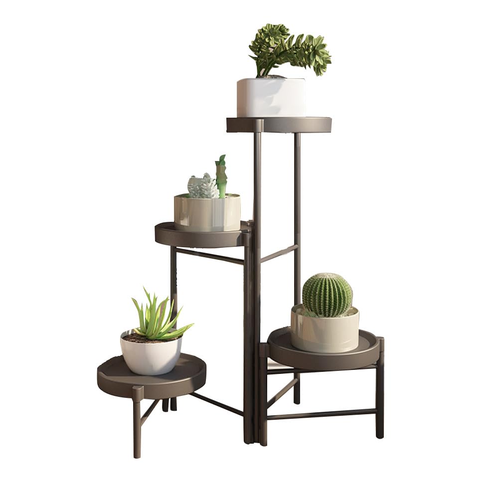 4 Etagen Pflanzenständer Metall Blumenständer Pflanzenregal Blumenregal Indoor Outdoor, Faltbar Blum