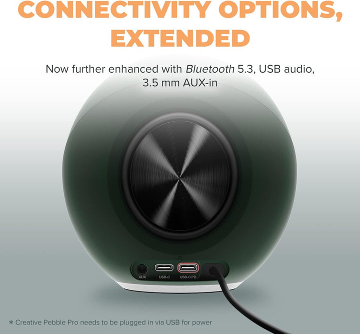 CREATIVE Pebble Pro 2.0 USB-C PC-Lautsprecher mit Bluetooth 5.3 und anpassbarer RGB-Beleuchtung, USB