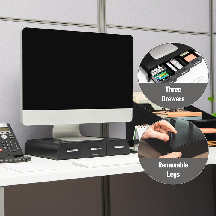 Mind Reader PC, Laptop, IMAC Monitorständer und Schreibtisch-Organizer, 32,7 x 34,2 x 6,9 cm, Schwar