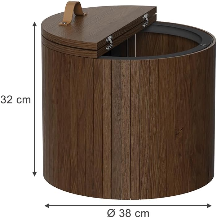 Vicco Couchtisch Tavilo, Nussbaum, 38 x 38 cm, mit Liftfunktion und Abnehmbarer Seitenwand Walnut 38