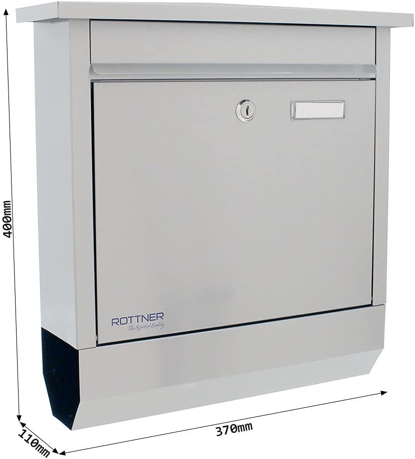 Rottner T06329 Briefkasten Lettero Inox mit integrierte Zeitungsrolle