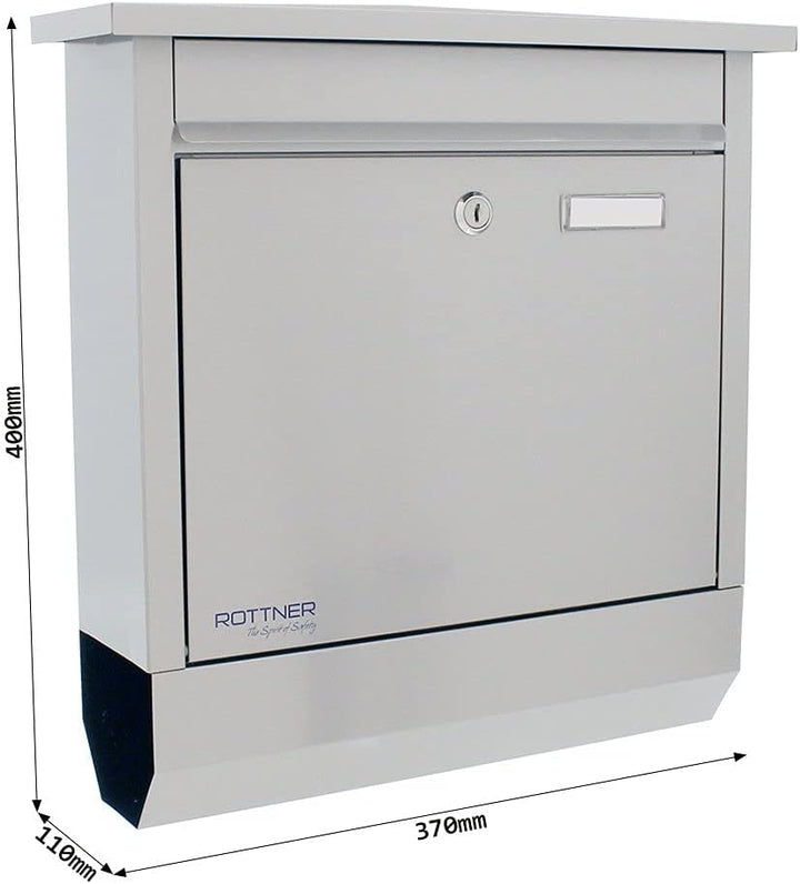 Rottner T06329 Briefkasten Lettero Inox mit integrierte Zeitungsrolle