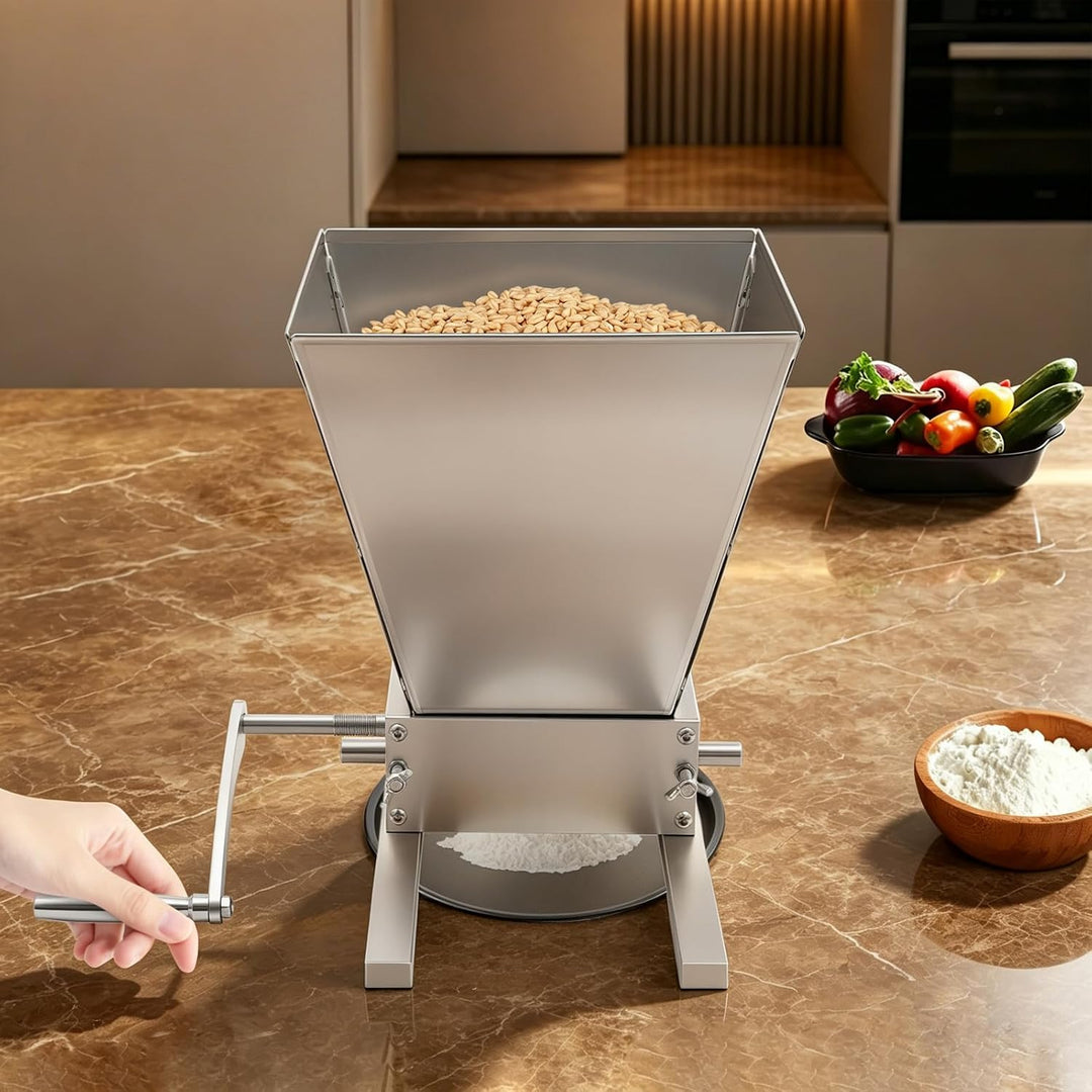 4L Manuelle Getreidemühle Malzmühle Schrotmühle verstellbare Körnermühle Edelstahl Grainmühle Grain