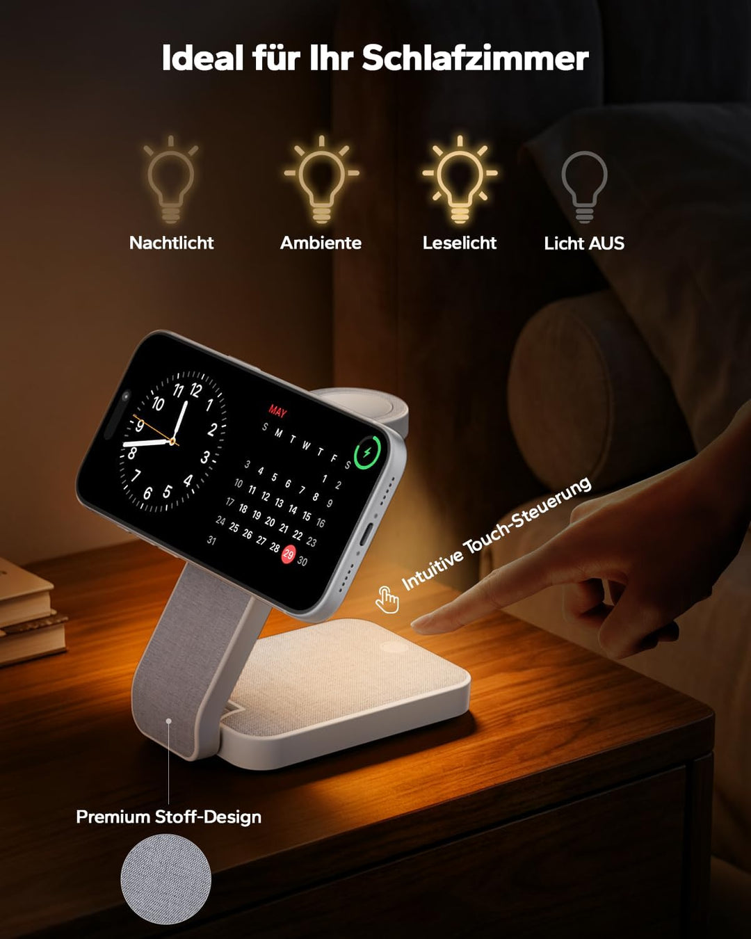 Eazpower Magsafe Ladestation für Apple Watch und iPhone 3 In 1 Faltbar, Kabellose iPhone Ladestation