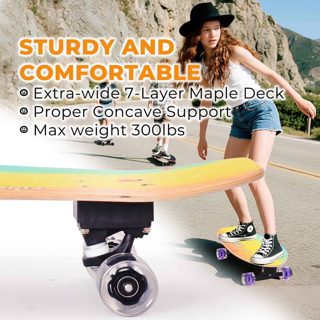 Nattork Complete Skateboards 29" x 8" Kids Skateboard Cruiser Skateboards for Beginners Double Kick