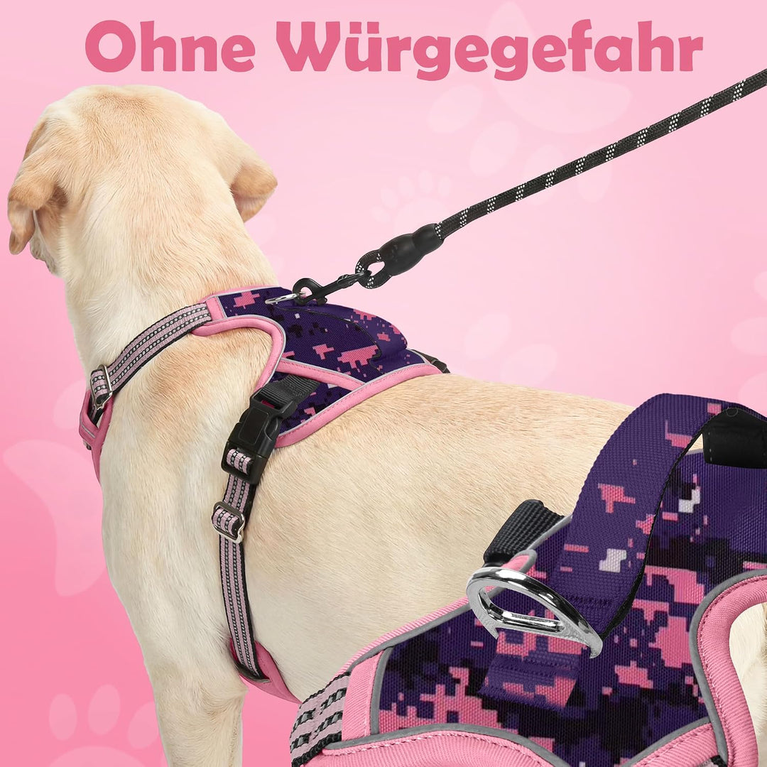 Funfox Hundegeschirr Kleine Hunde [S] - Anti Zug Welpengeschirr mit Griff &amp; Ringreflektoren, Atmungs
