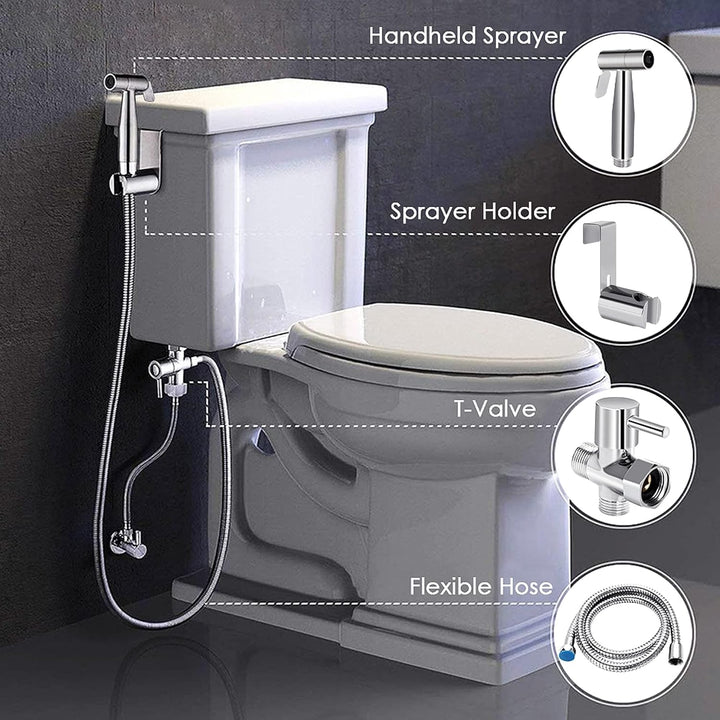 Bidet-Handbrause, Hand Gehalten Bidet Sprayer Edelstahl Sprayer mit 49-Zoll-Schlauch und Halterung H