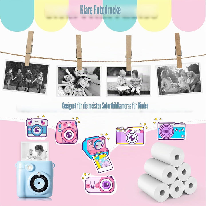 12 Rollen Druckpapier Thermopapier für Kinderkamera,Hikkon Sofortdruck Thermopapier Fotodruckerpapie