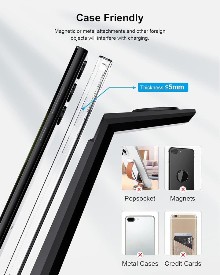 NANAMI Induktive Ladestation für Samsung Wireless Charger 3 in 1 Ladestation Kompatibel für Galaxy W