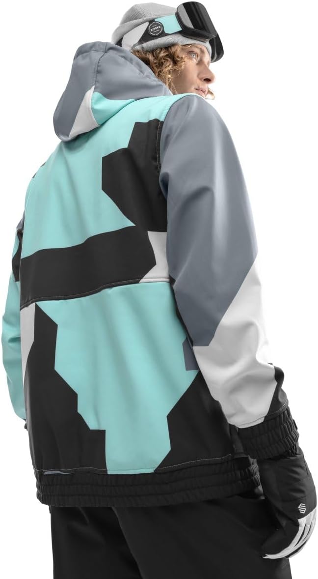 SIROKO W1 Ski- & Snowboardjacke Herren Wasserdicht Wärmeschutz Fronttasche Wintersport XS Türkis/Gra