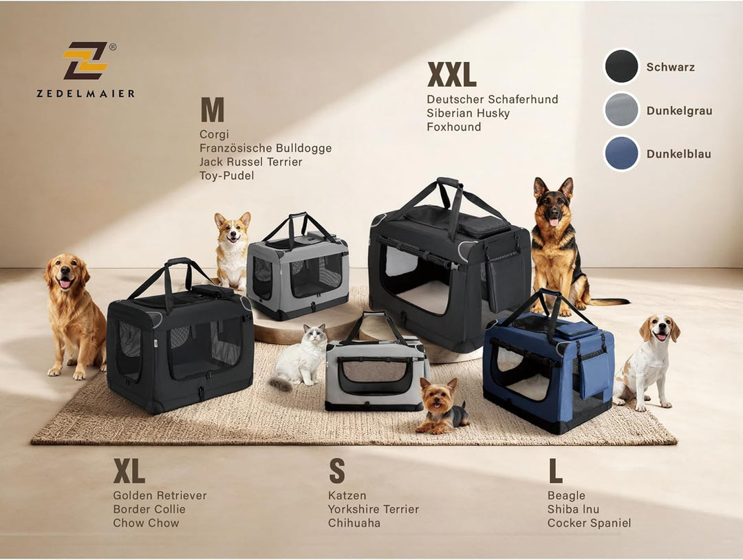 Zedelmaier Hundebox Faltbar Hundetransportbox, L 70x52x50cm, robust Transportbox für Hund Gross Hund