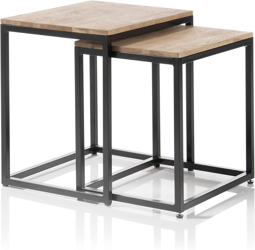 Robas Lund Couchtisch Beistelltisch, Schwarz, 50x40 cm und 45x37 cm 50x40cm und 45x37cm, 50x40cm und