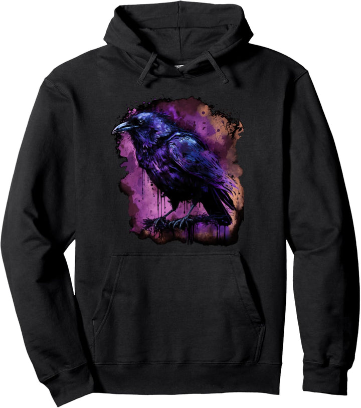 Schöne schwarze Krähe Rabe Vogel lila Beize für Männer und Frauen Pullover Hoodie