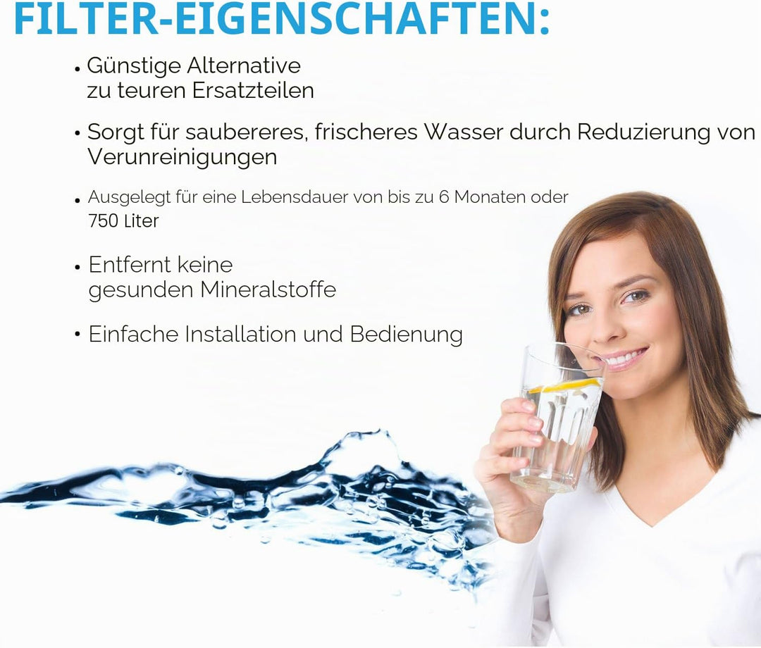 EcoAqua EFF-6032B Kühlschrankwasserfilterersatz Kompatibel mit Panasonic CNRAH-257760, CNRBH-125950,