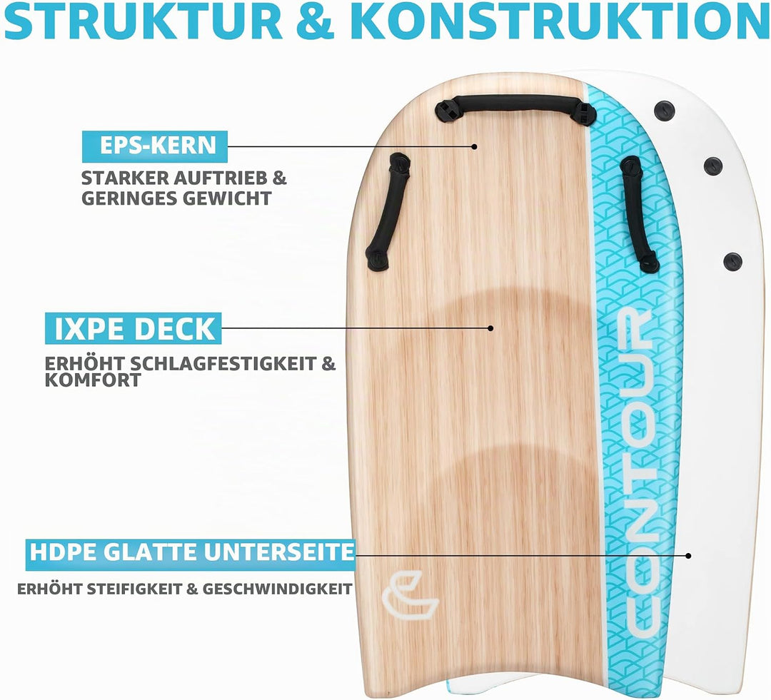 Thurso SURF DuoSlider Bodyboard mit Griffen, 114,4 cm, EPS-Kern, IXPE-Deck, HDPE Glatte Unterseite