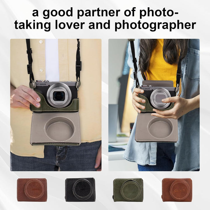 Rieibi G7X G7X II G7X III Hülle, Vintage Leder Kameratasche für Canon PowerShot G7 X/G7 X Mark II/G7