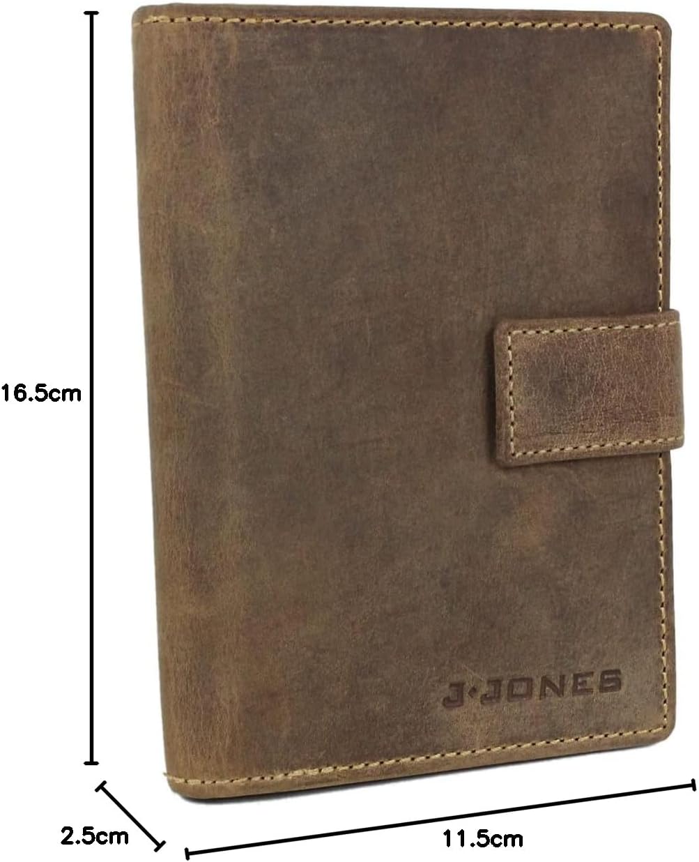J.Jones Herren Echt-Leder Brieftasche Pass- und Ausweishülle mit RFID-Schutz (Antik-Braun) Antik Bra