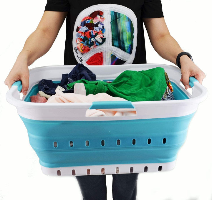 42L Faltbarer Wäschekorb aus Kunststoff – Faltbarer Pop-Up-Aufbewahrungsbehälter/Organizer – tragbar