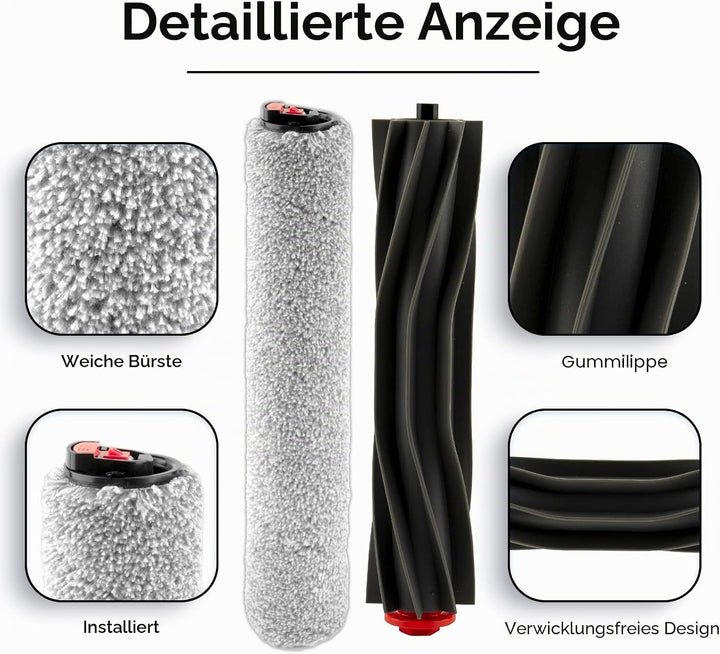(2 Stück) Omni S1 Pro Ersatzbürstenrollen für den Eufy Omni S1 Pro Saugroboter, 1 Gummibürstenrolle,