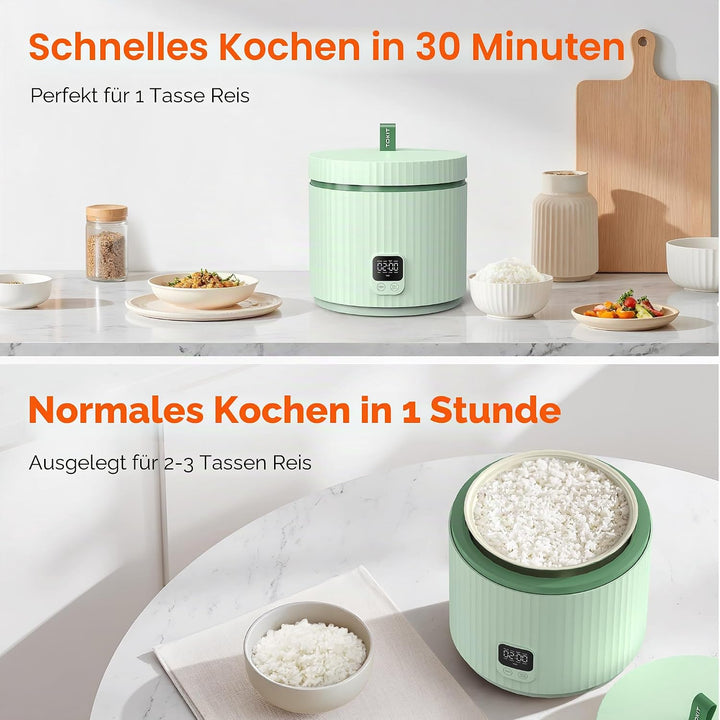 TOKIT Reiskocher 1.5L Mini Elektrische Reis Kocher, Multifunktionskocher mit Keramik Antihaftbeschic