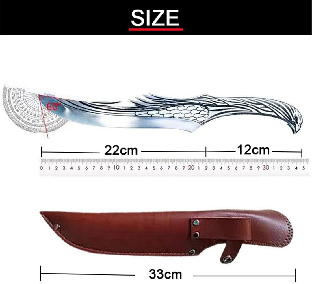 Profi Kochmesser Küchenmesser Scharf 22cm+12cm Handgeschmiedetes Ausbeinmesser mit Lederscheide und