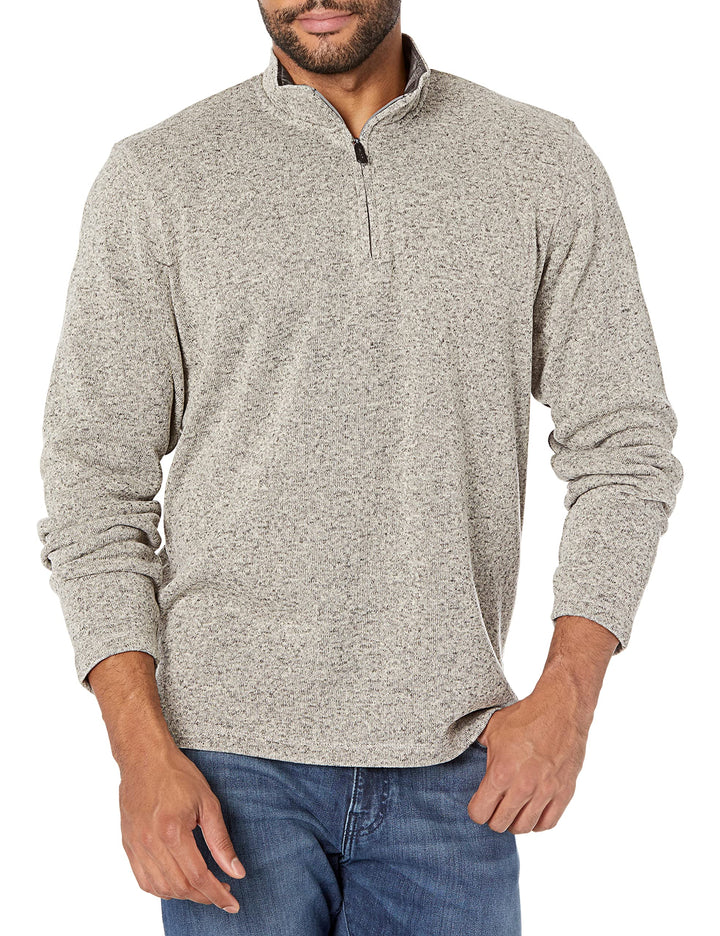 Wrangler Authentics Men’s Sweater Fleece Quarter-Zip M Hellgrau, M Hellgrau