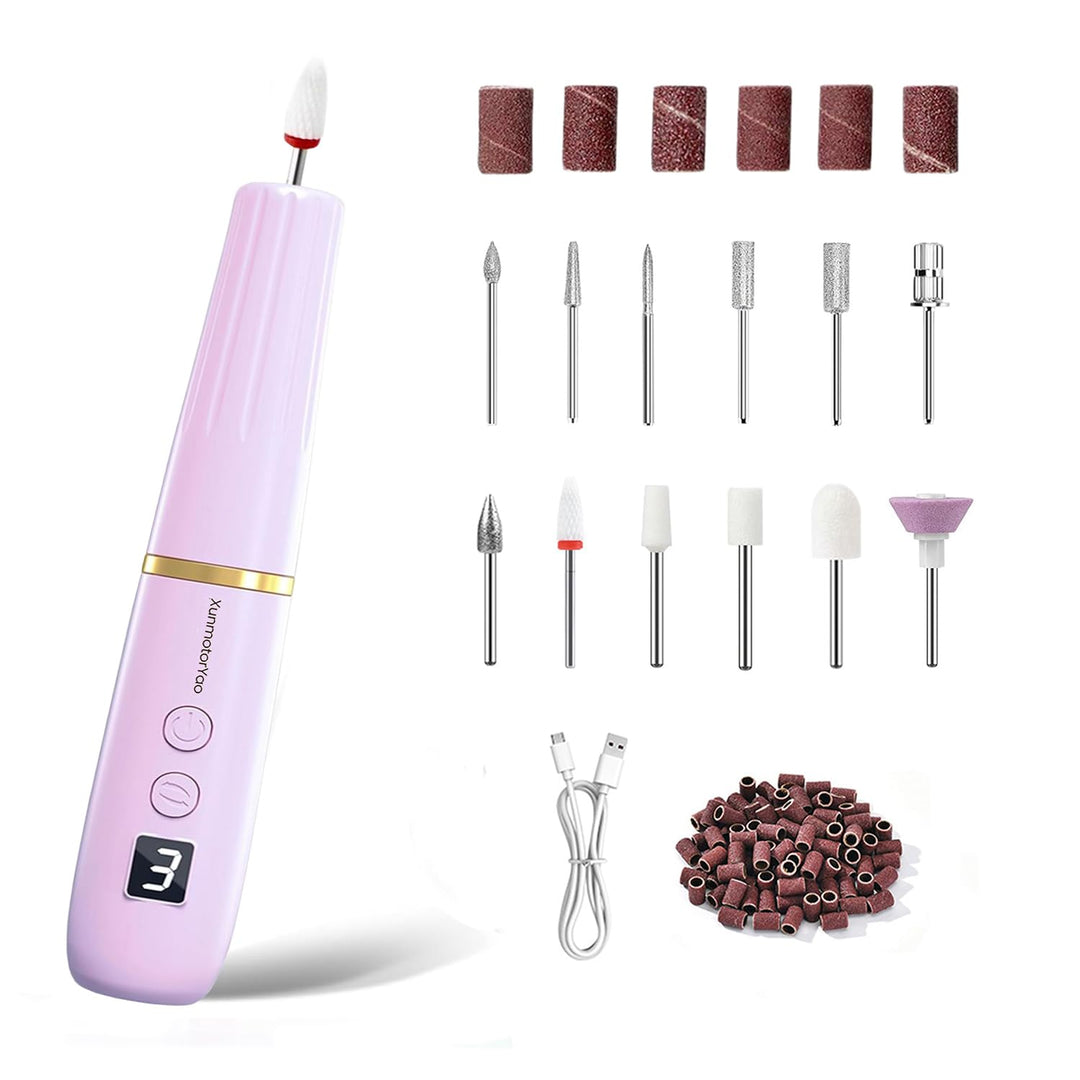 Kabellos Tragbar Nagelfräser Professional 12 in 1 Electric Nail Drill Machine USB Wiederaufladbare E