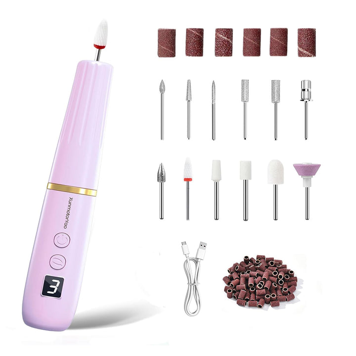 Kabellos Tragbar Nagelfräser Professional 12 in 1 Electric Nail Drill Machine USB Wiederaufladbare E