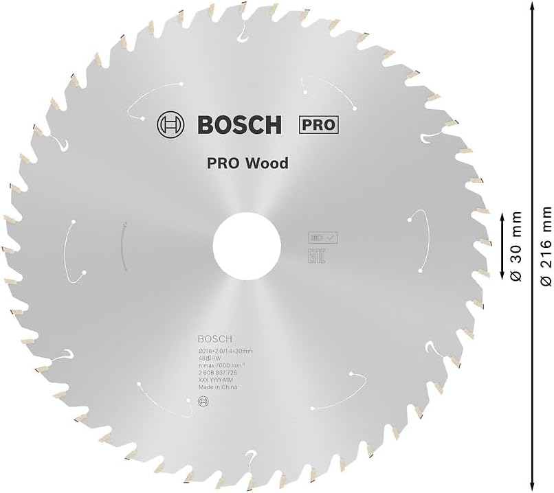 Bosch Accessories 1x Kreissägeblatt Standard for Wood (Holz, Sägeblatt Ø 216 x 30 x 1,7 mm, 48 Zähne