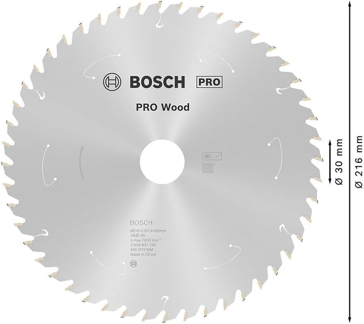 Bosch Accessories 1x Kreissägeblatt Standard for Wood (Holz, Sägeblatt Ø 216 x 30 x 1,7 mm, 48 Zähne