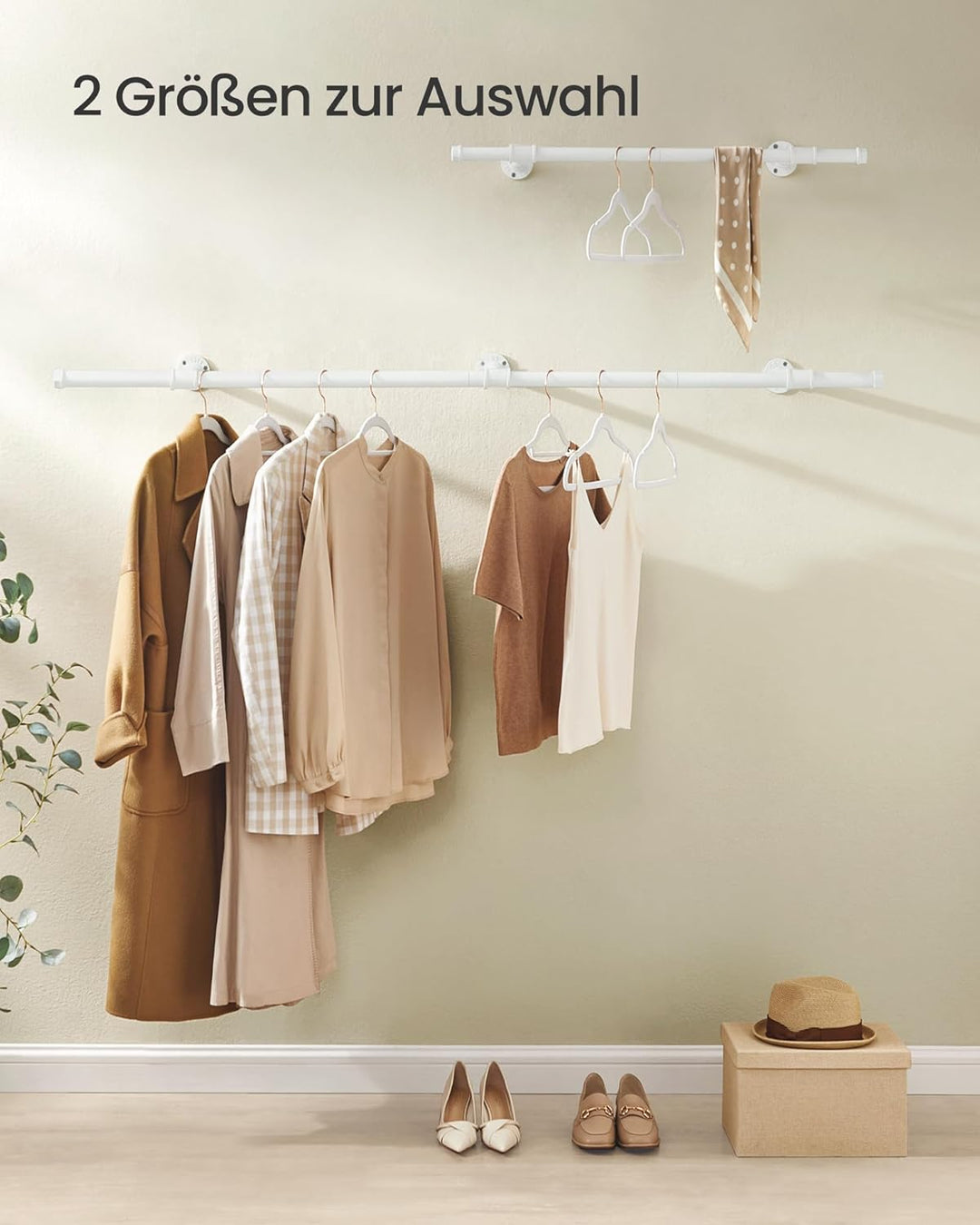 SONGMICS Kleiderstange für die Wand, Kleiderständer Wandmontage, Industrie-Design, platzsparend, 30
