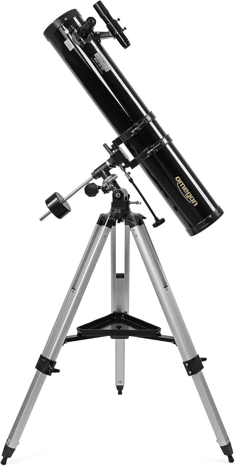 Omegon Teleskop N 114/900 EQ-1 | Spiegelteleskop Einsteiger | Parallaktische EQ-1 Montierung | präzi