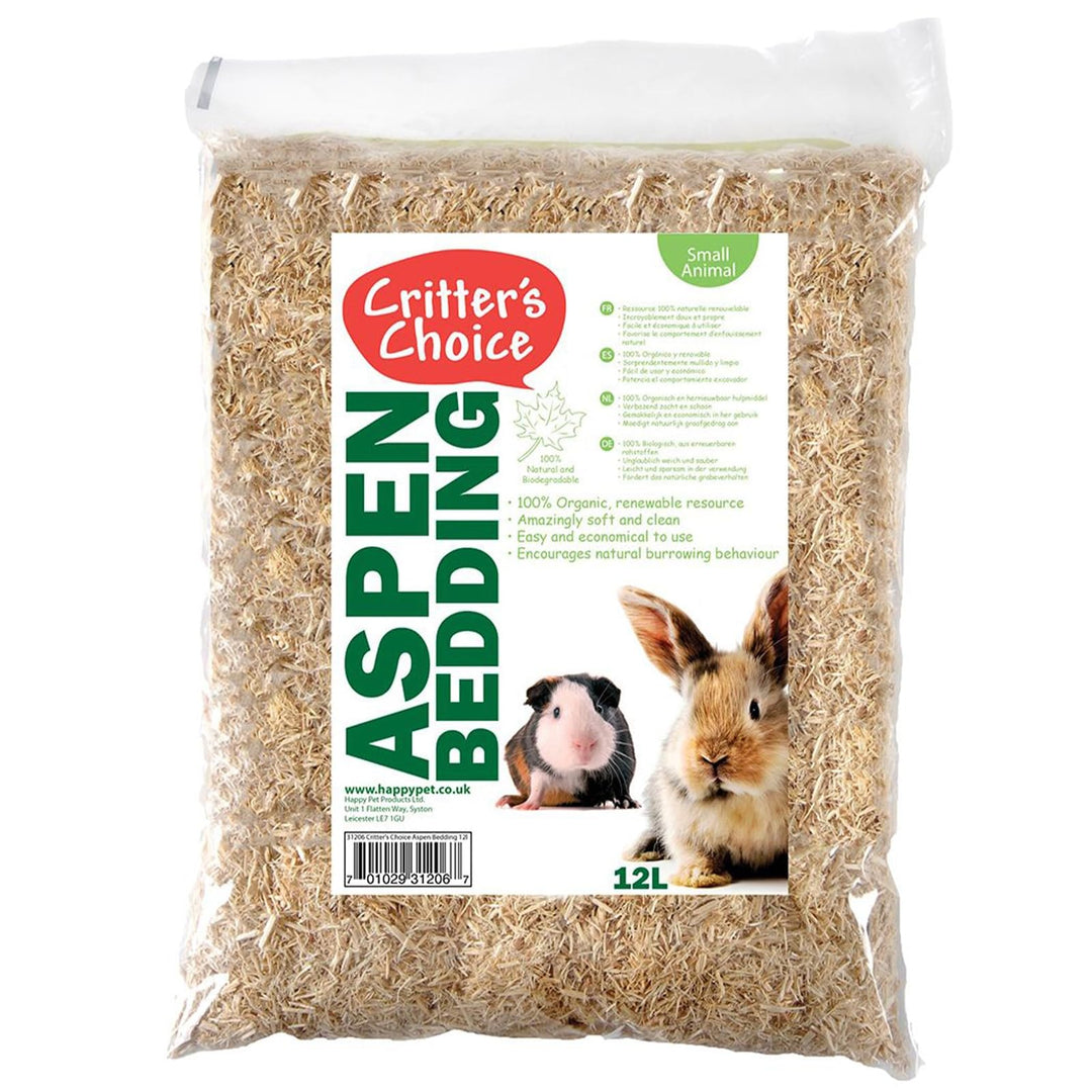 Happy Pet Aspen Kleintierstreu, geruchlos, natürliche Holzspäne, weiche und saugfähige Einstreu für
