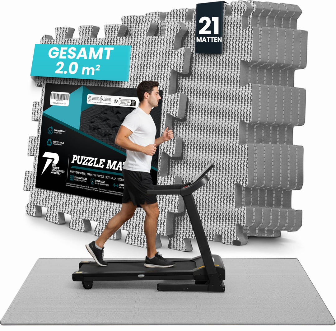 Bodenschutzmatte Fitness【Set mit 21 Matten】EVA Fitnessmatte rutschfest - Sportmatte Gymnastikmatte P