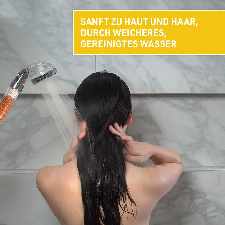 Aquadon Shower Hero – wassersparender Duschkopf mit Mineralsteinen – Duschbrause mit 3 Wasserstrahl-