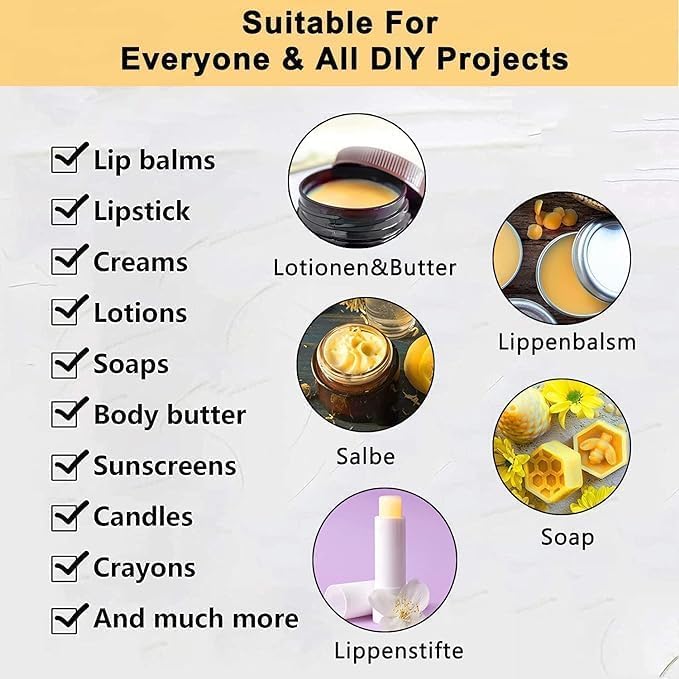 Bienenwachs Pastillen, 1KG 100% Reine Natürliches Bienenwachs, Bestens Geeignet für Creme, Salben, S