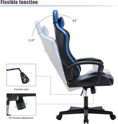 Intimate WM Heart Gaming Stuhl,Bürostuhl mit verstellbarem Kopfkissen und Lendenkissen, Ergonomische